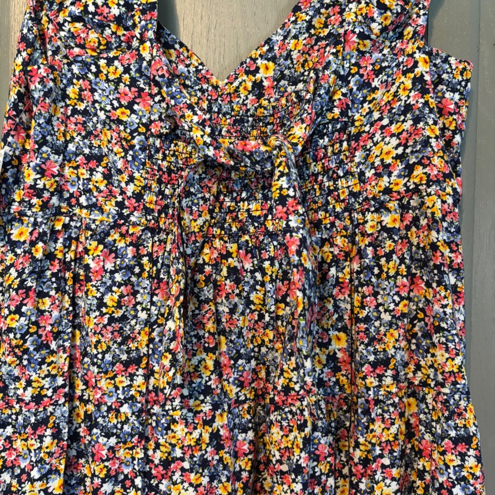 Old Navy Womens Floral Midi Dress Navy Blue Ditsy Tiered Smocked Size M NEW - Picture 5 of 6